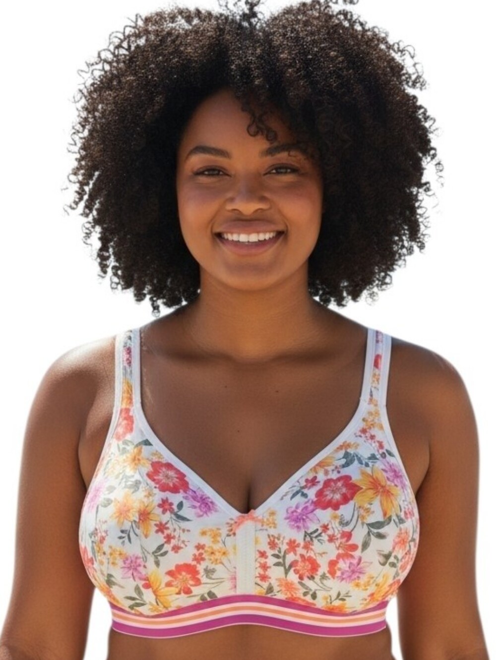 Cacique Floral Cotton Lightly Lined No-Wire Bra Wireless Sz 46C New WL392